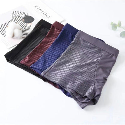 Men's ice silk flat corner pants with breathable mesh thin underwear and men's four corner underwear - Korvel