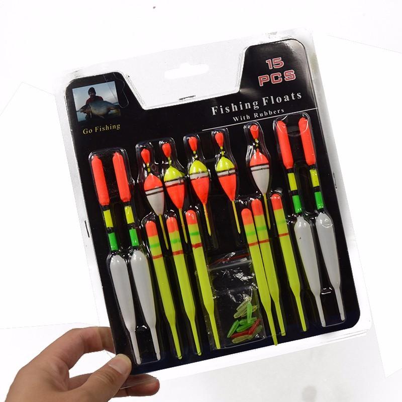 Ensemble de flotteurs de pêche LEO 15 pièces avec connecteur en caoutchouc