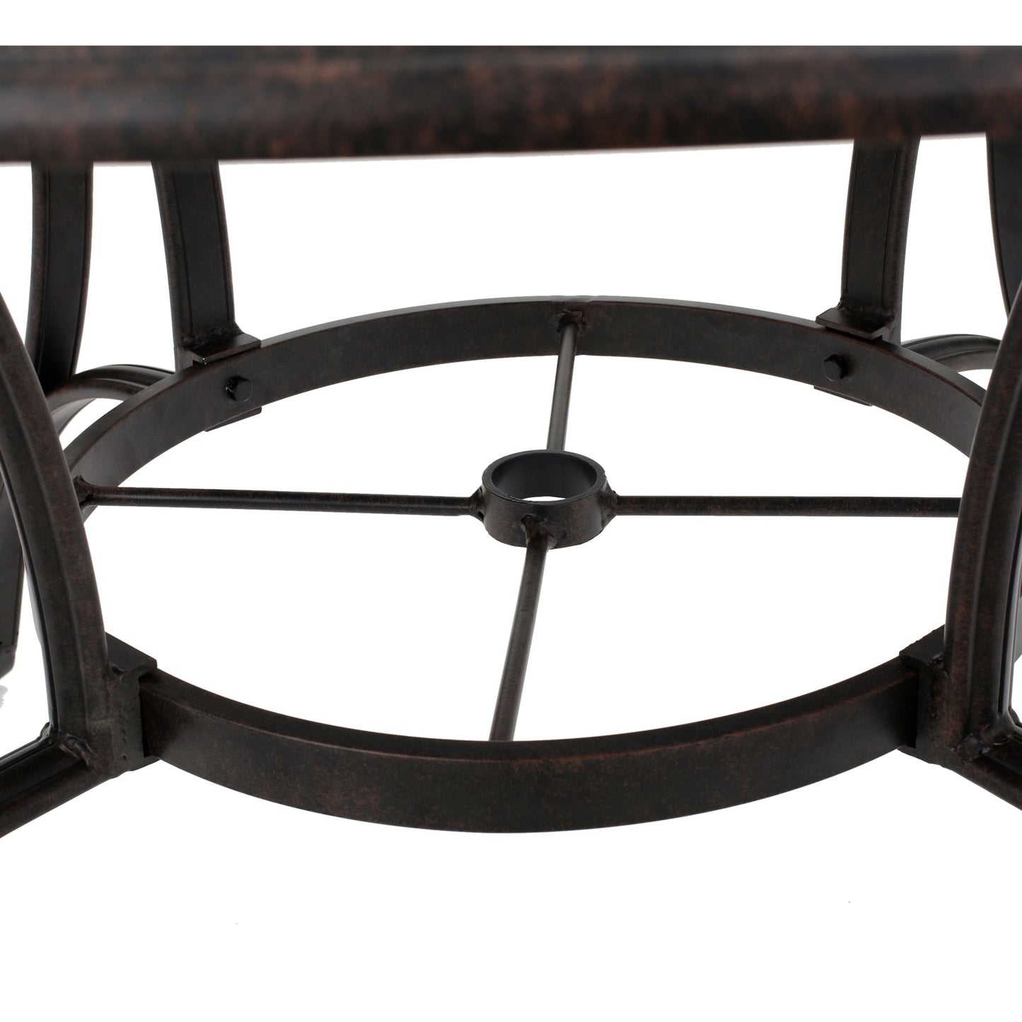 Outdoor Cast Aluminum Circular Dining Table in Bronze