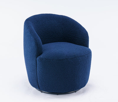 Teddy Fabric Swivel Accent Armchair - Dark Blue