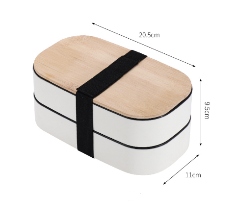 Japanese Style Double-Layer Bamboo Lid Bento Box