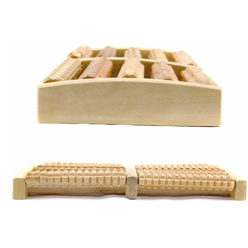 Wooden foot massager high quality wooden five row stress relieving treatment relaxing massage roller health massage tool - Korvel