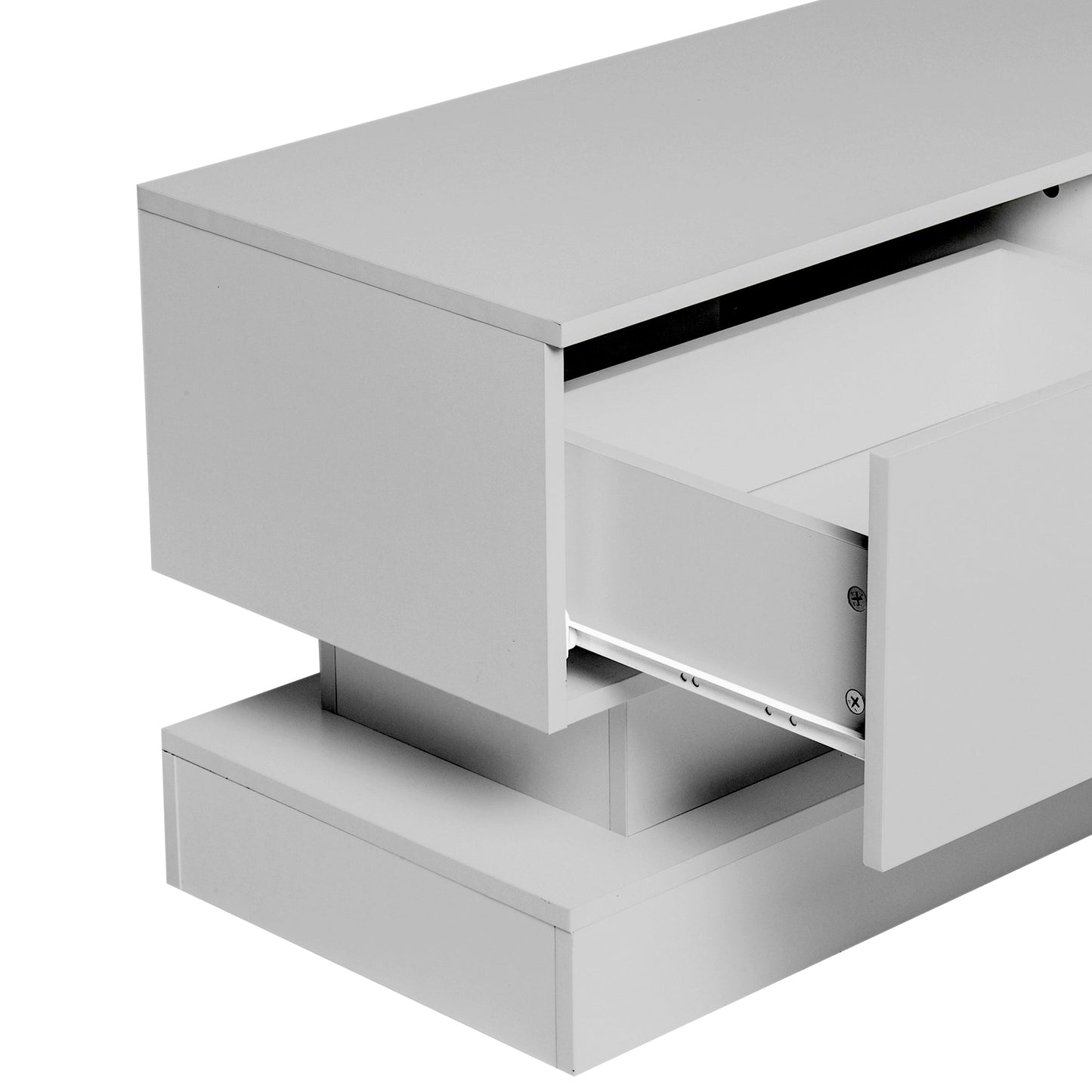 51.18inch WHITE morden TV Stand with LED Lights high glossy front TV Cabinet color:WHITE - Korvel