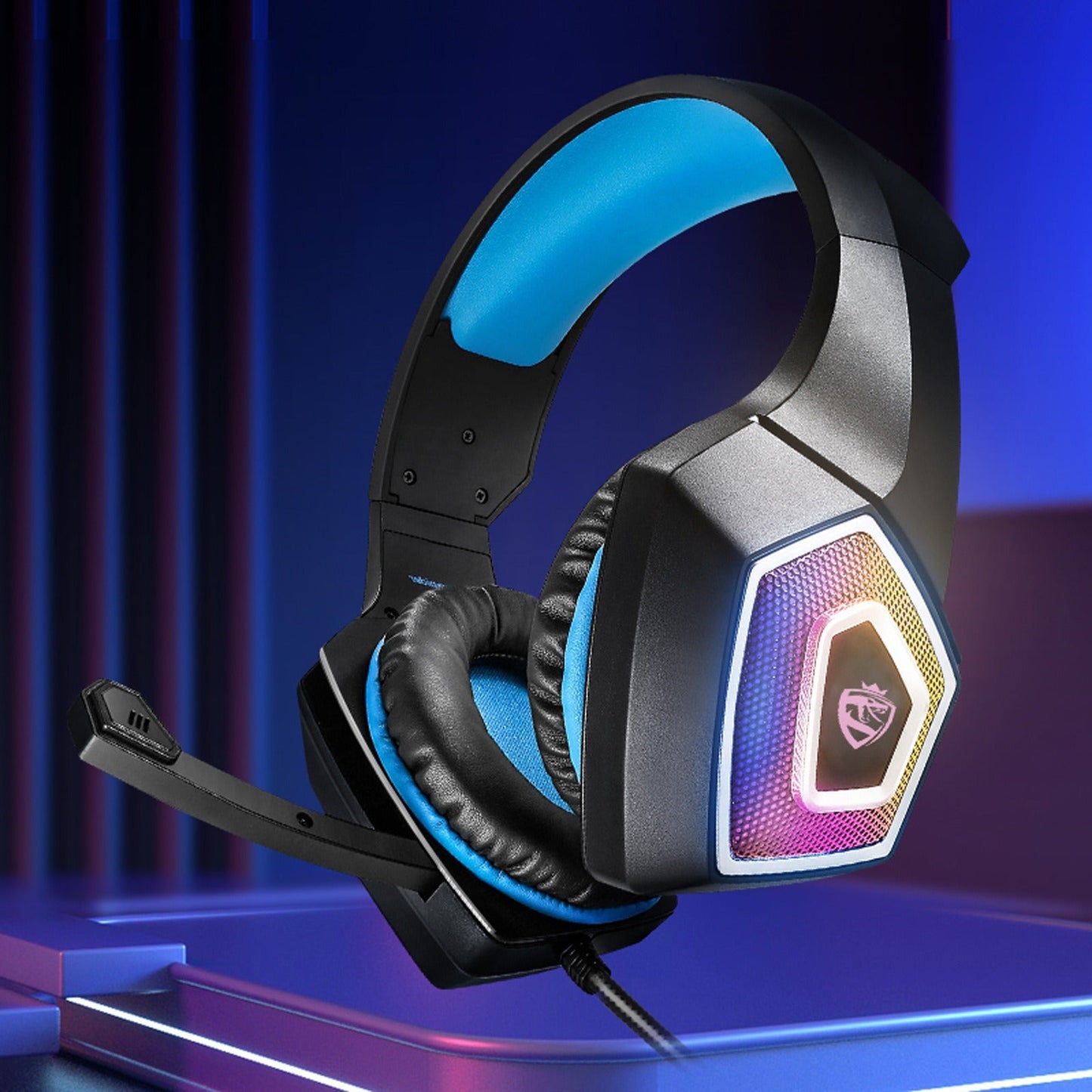Head mounted gaming headphones colorful RGB wired computer headphones game controller headphones - Korvel