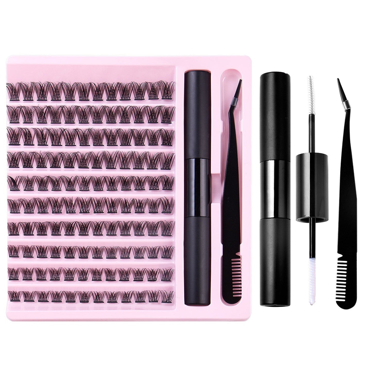 Eyelash DIY Eyelash Extensions Kit Private Label Lash Clusters DIY with Bond Seal Glue and Tweezers Set - Korvel