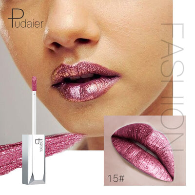 Pudaier Metallic Glitter Shine Lipstick - Long-lasting Liquid Tint