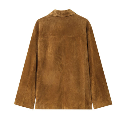 Chaqueta de ante elegante de estilo británico retro para mujeres
