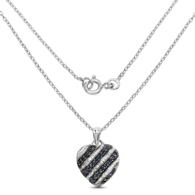 1.55 Carat Genuine Blue Sapphire & White Topaz Pendant in Sterling Silver
