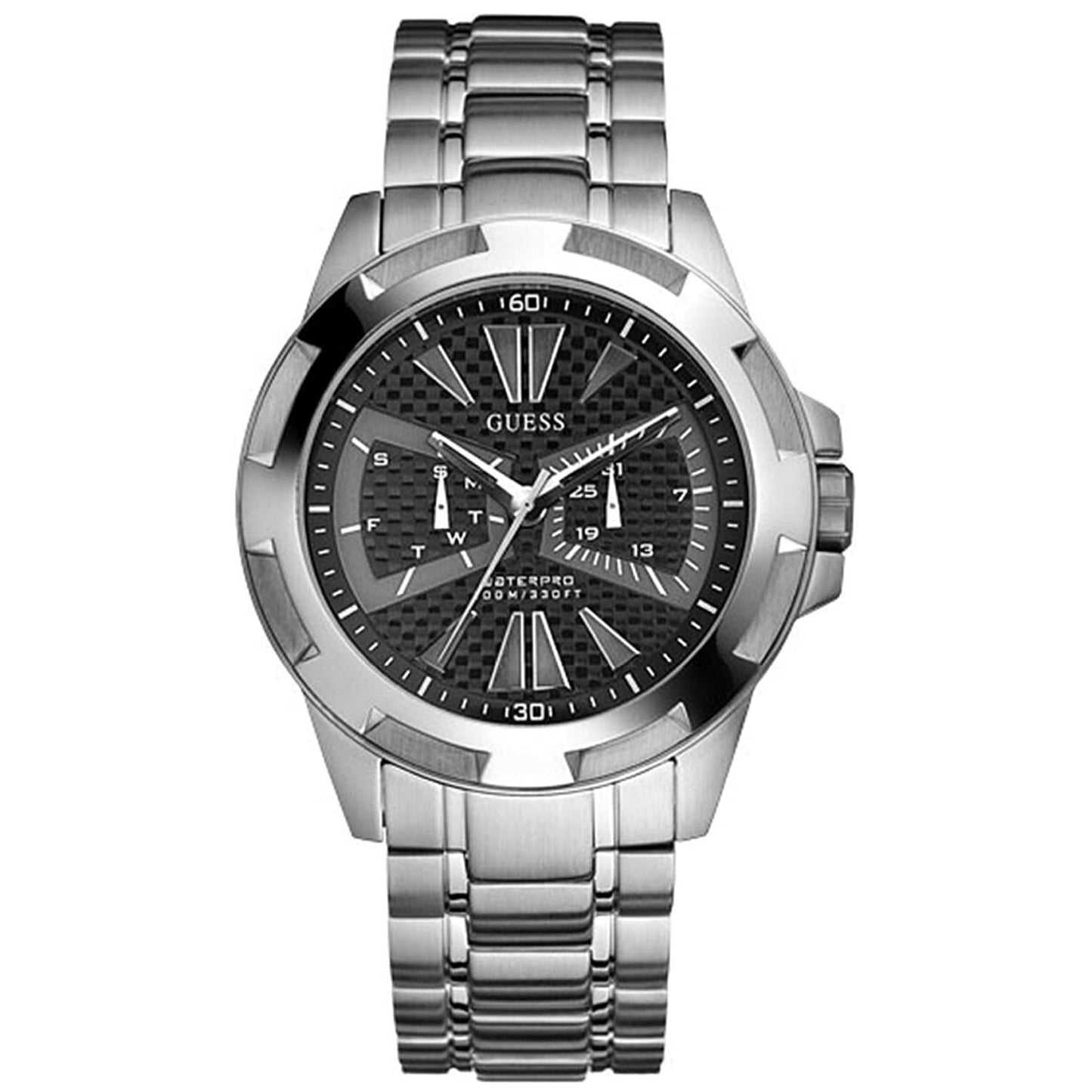 Reloj de pulsera multifuncional para hombres Guess con esfera negra