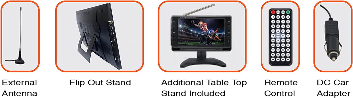 Naxa Portable 14,1" TV et Lecteur Multimédia 12 Volts AC/DC