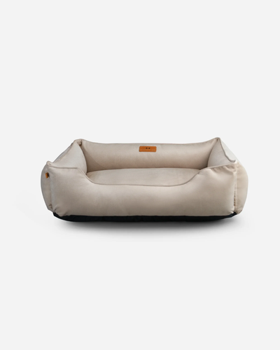 Luxurious Velvet Orthopedic Dog Bed in Beige