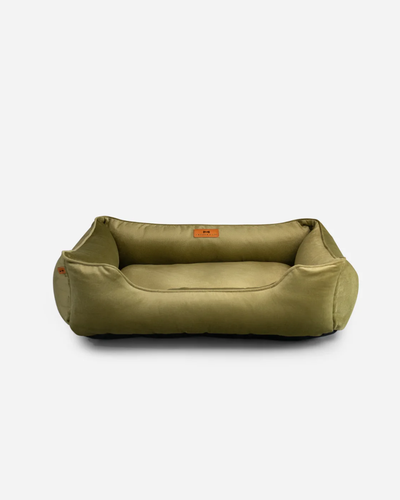 Luxurious Olive Velvet Dog Sleeper Bed