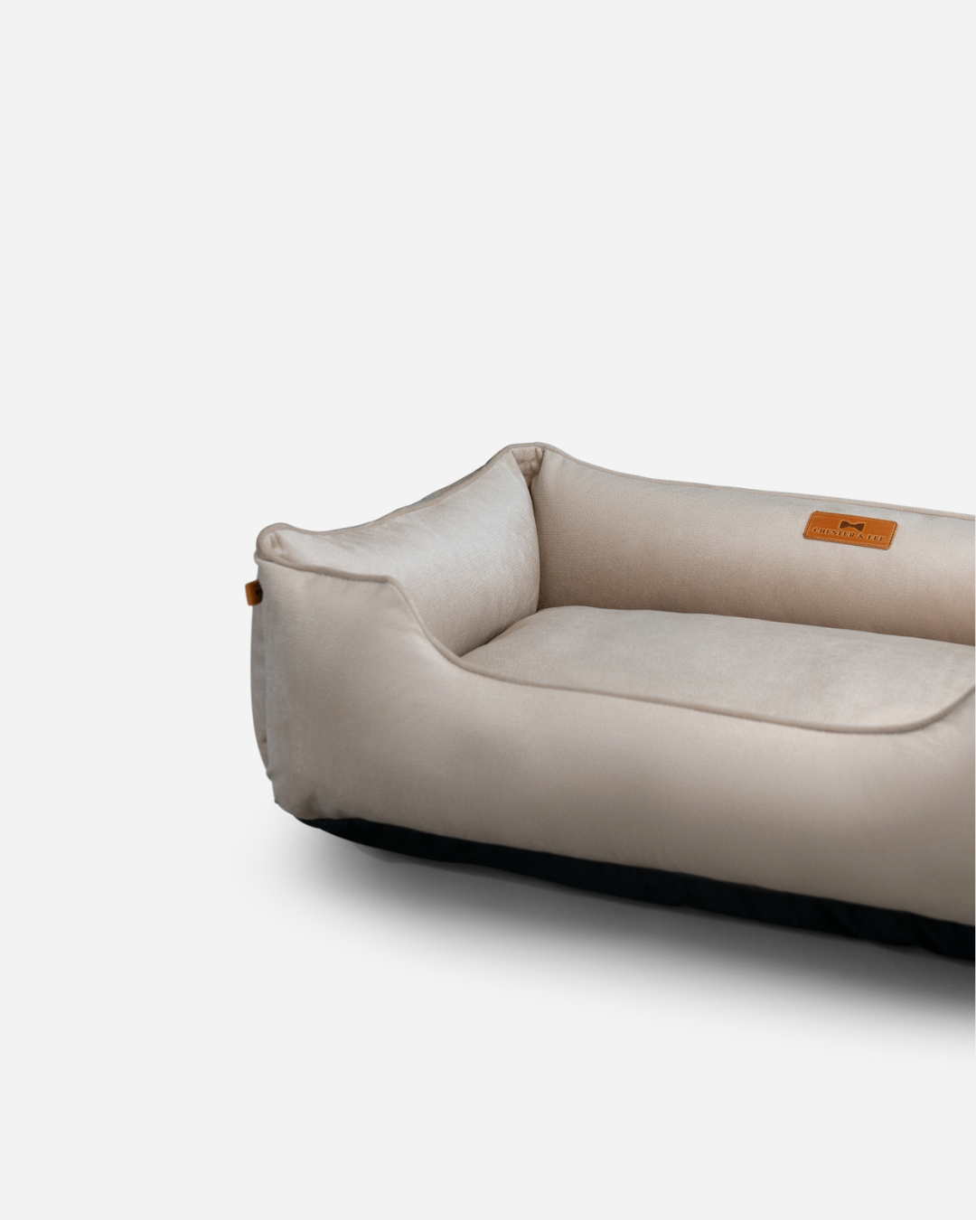 Lit orthopédique en velours luxueux beige