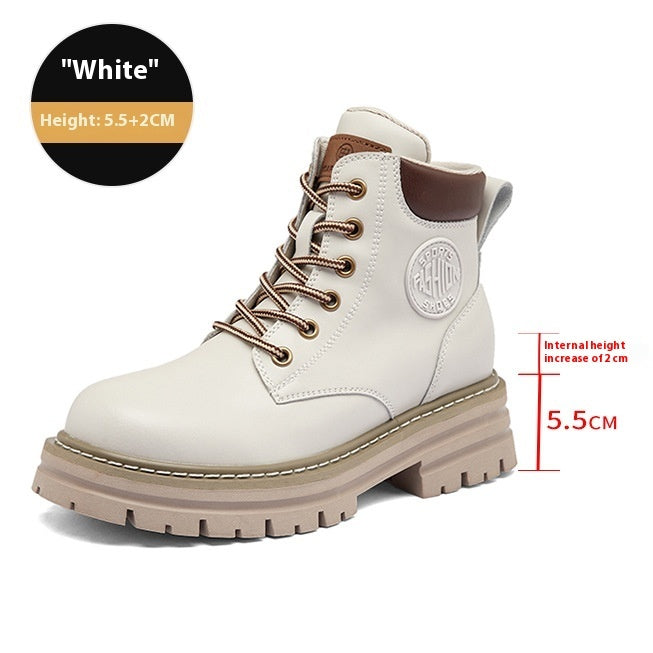 Genuine Leather Women's Thick Bottom Martin Boots