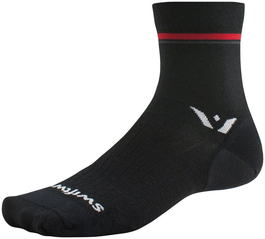 Calcetines Swiftwick Pursuit Four Ultralight - Rayas Retro Negro Pequeño