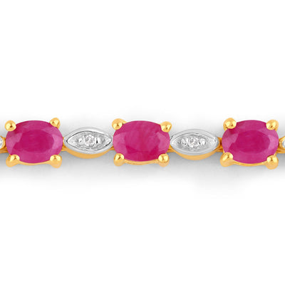 Pulsera de Plata Esterlina con Rubíes y Diamantes Elegante
