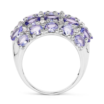 7.29 Carat Genuine Tanzanite & White Topaz Sterling Silver Ring