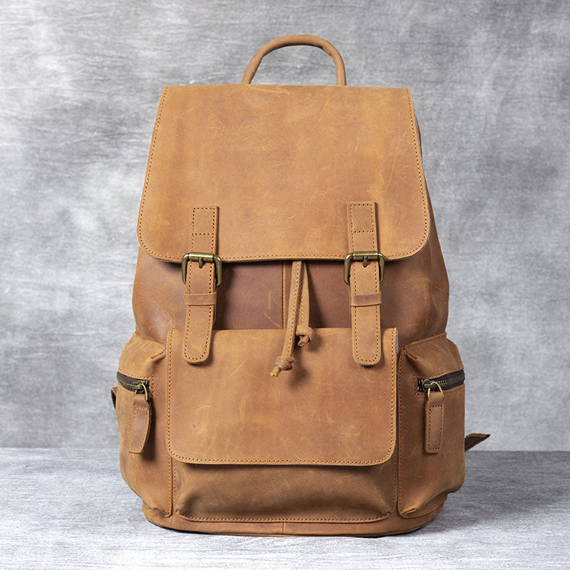 Retro Crazy Horse Leather Men's Backpack