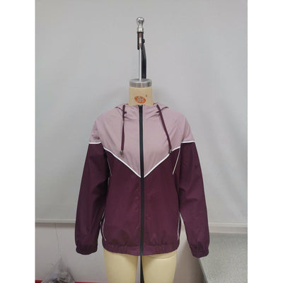 Women's Hooded Waterproof Jacket in Khaki, Blue, and Wine Red