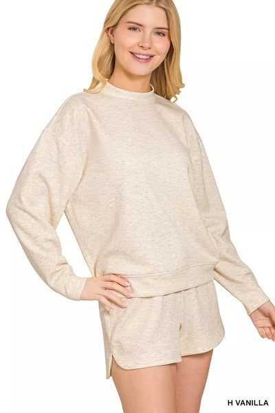 Ensemble Sweatshirt à Manches Longues et Shorts Zenana Scuba