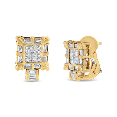 Pendientes de aro huggie de diamantes en oro amarillo de 14 quilates