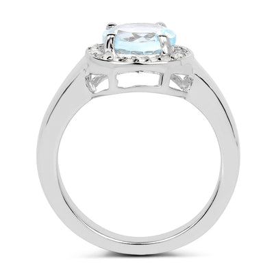 Anillo de Plata Esterlina con Topacio Azul y Topacio Blanco de 2.37 Quilates