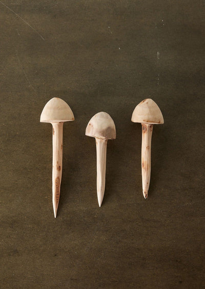 Hand-Carved Wooden Mushroom Garden Stick