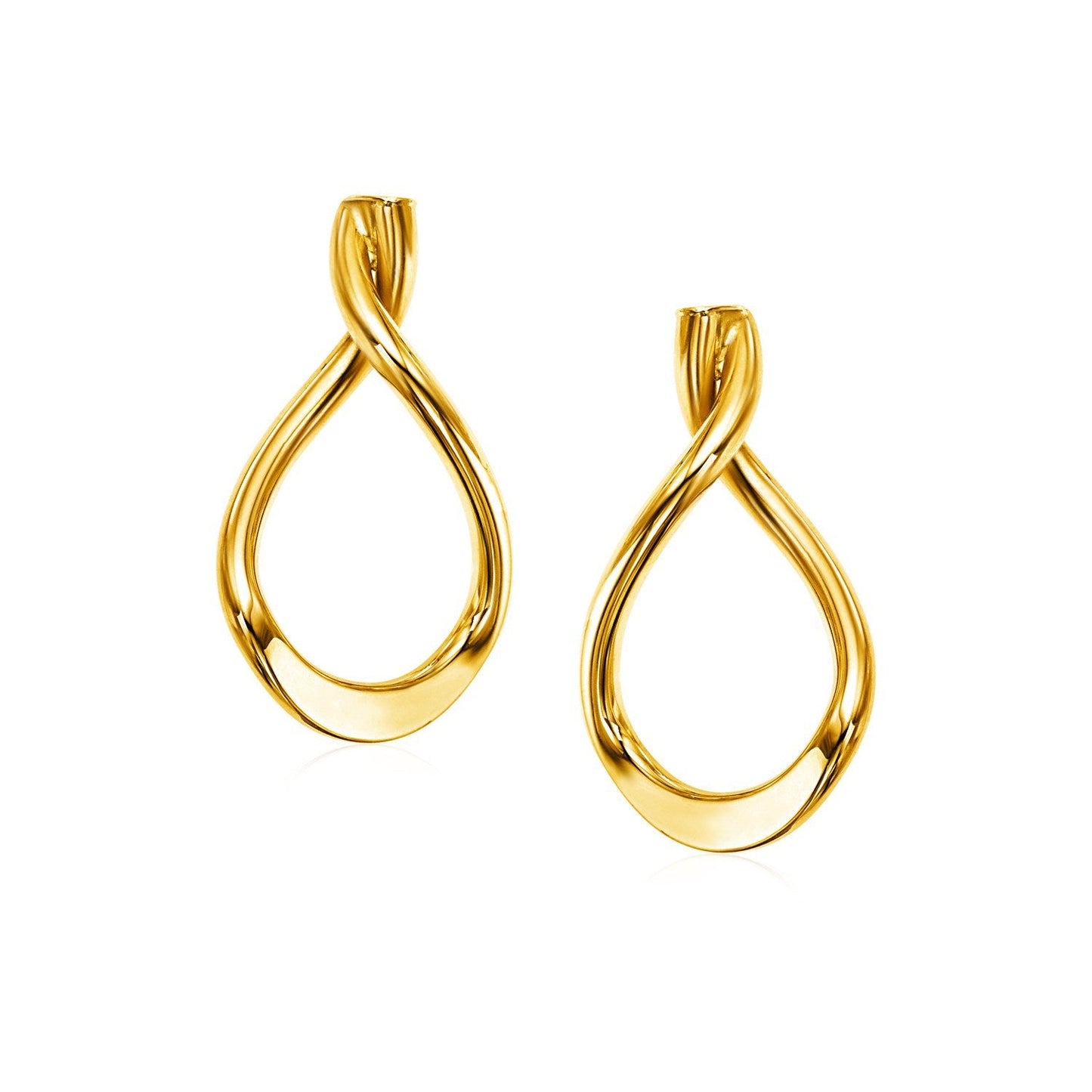 Boucles d'oreilles en or jaune 14 carats en forme de goutte d'eau poli
