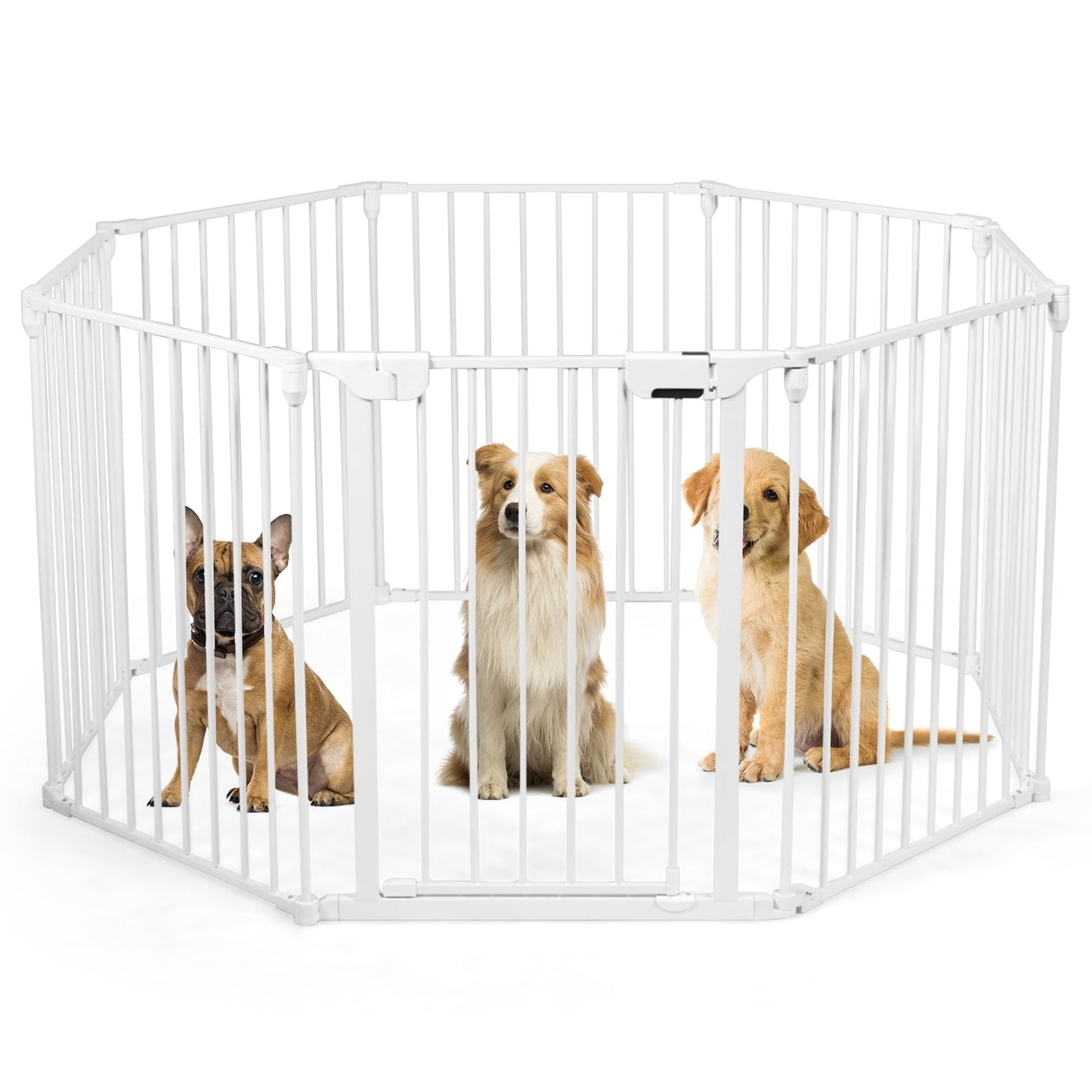 Adjustable Metal Gate Play Yard - White