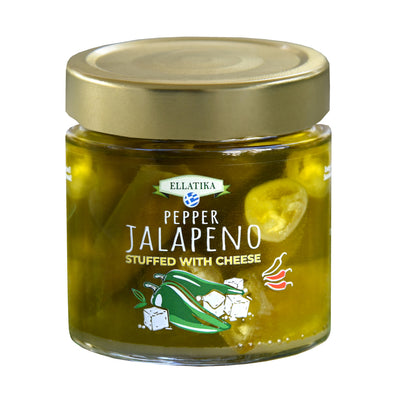 ELLATIKA Cheese-Stuffed Jalapeño Peppers – in Sunflower Oil – 11.28 oz Glass Jar - Korvel