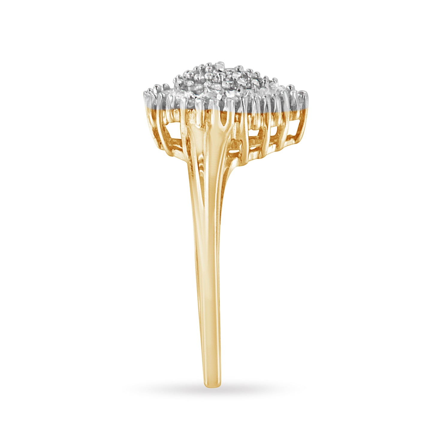 Anillo de cóctel de diamantes en oro amarillo de 10 quilates - Talla 4-1/4