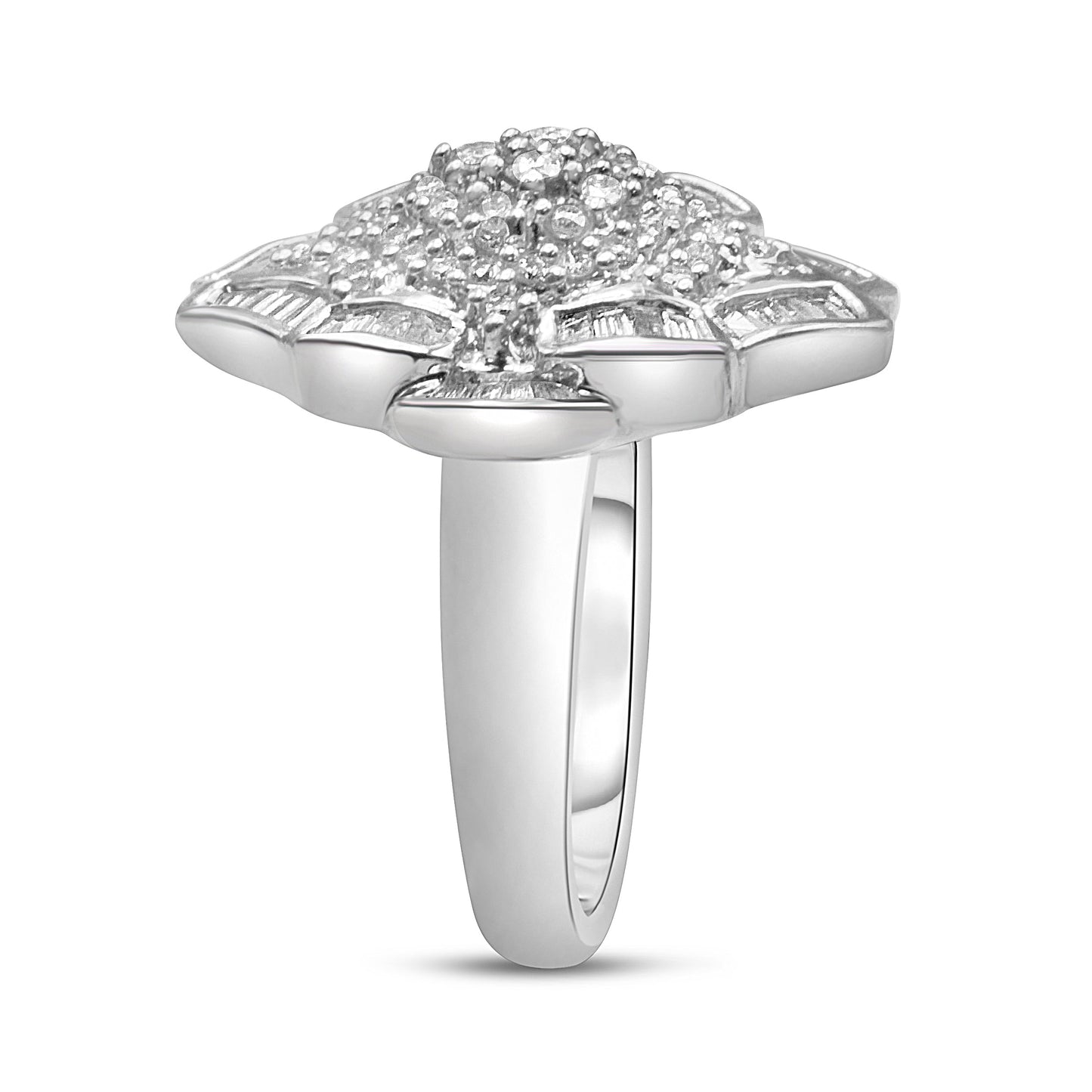Bague de fiançailles en diamant en cluster en or blanc 14K - Taille 7