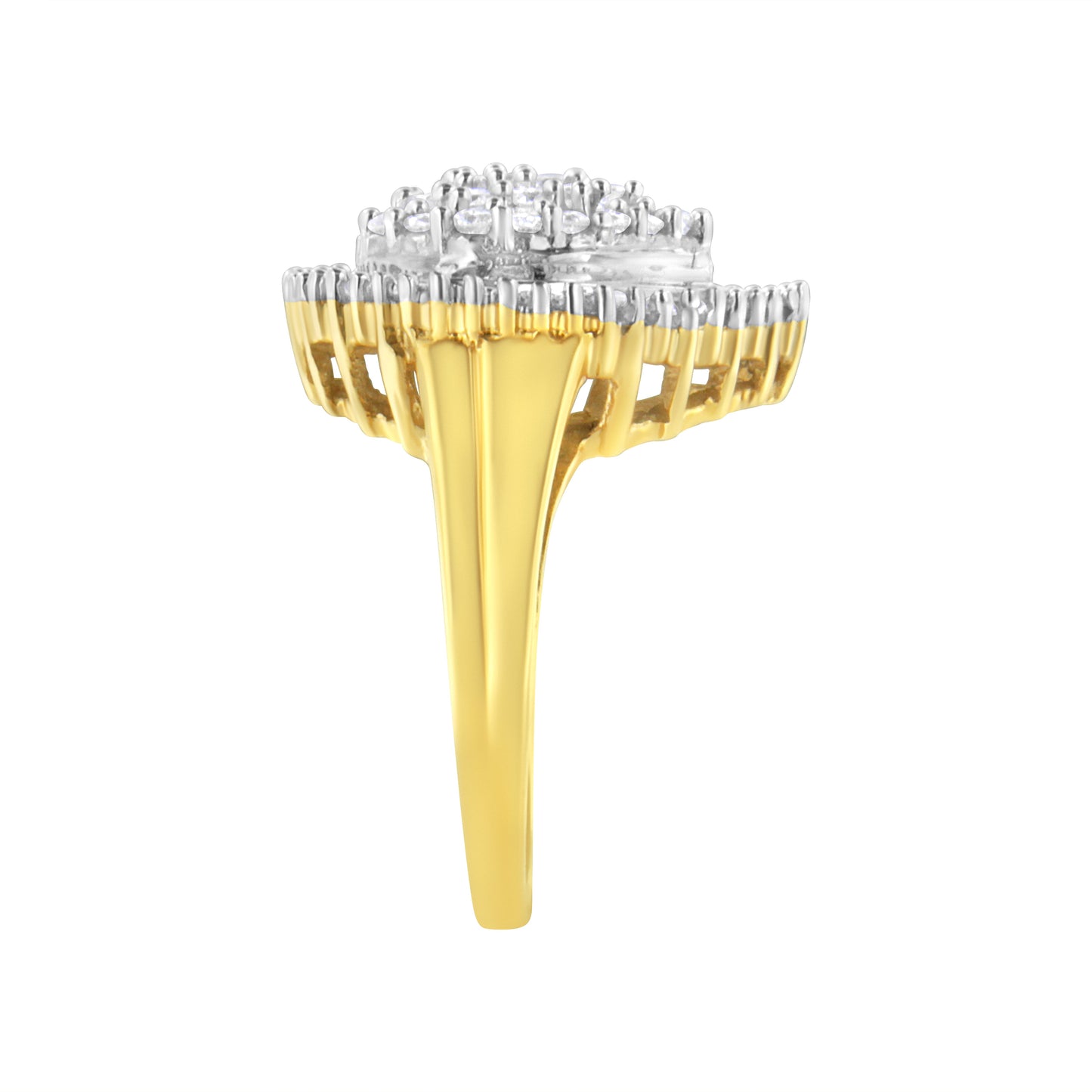 Bague en diamant en cluster ovale en or jaune 10K - Taille 7