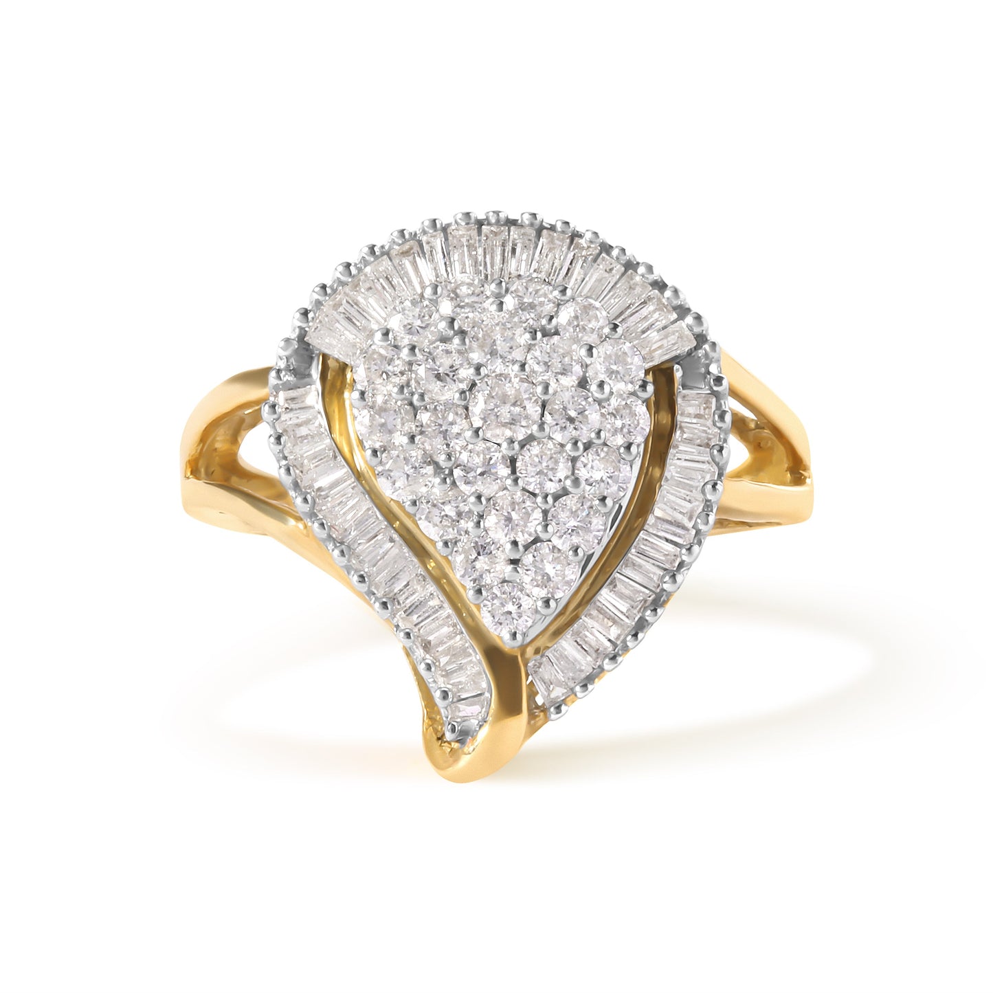 Anillo de Clúster de Diamantes Ballerina de Oro Amarillo de 10K - 1 Cttw