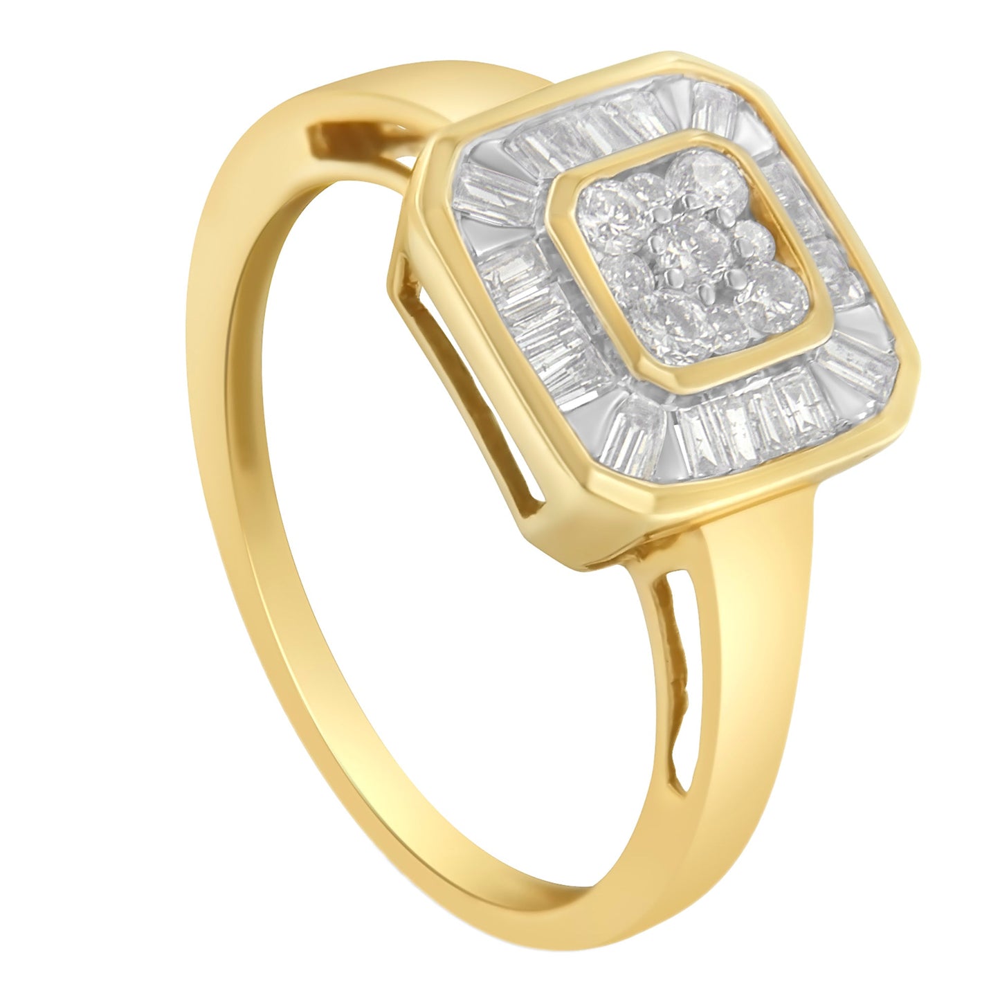 Bague cocktail en diamant en or jaune 10K - Taille 6