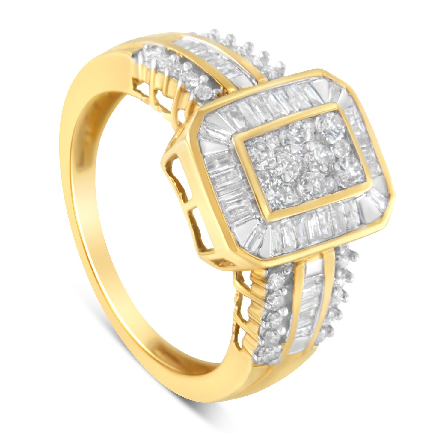 Anillo de cóctel de diamantes en oro amarillo de 10 quilates - Talla 7