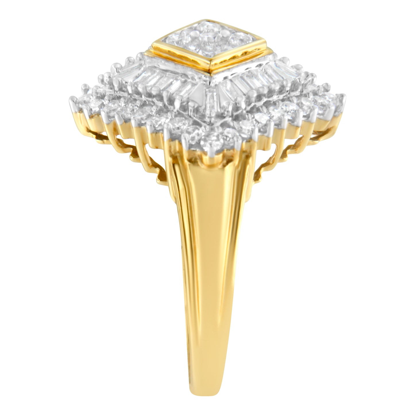 Anillo Ballerina de Diamantes en Oro Amarillo de 10K - Talla 7