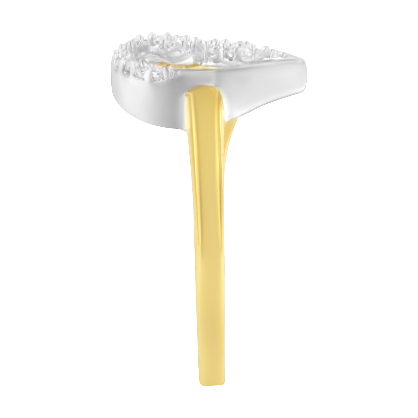 Anillo de Clúster en Forma de Corazón de Diamantes de Oro de Dos Tonos de 10K - Talla 6