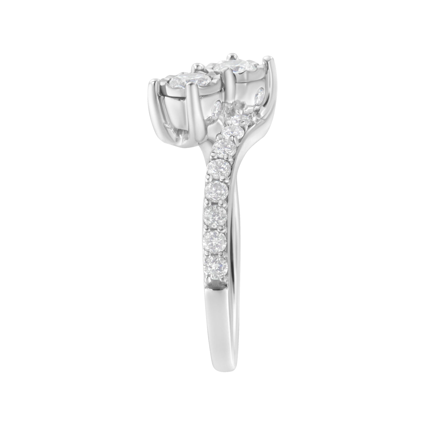 Anillo de dos piedras de diamante en oro blanco de 10K - Talla 6
