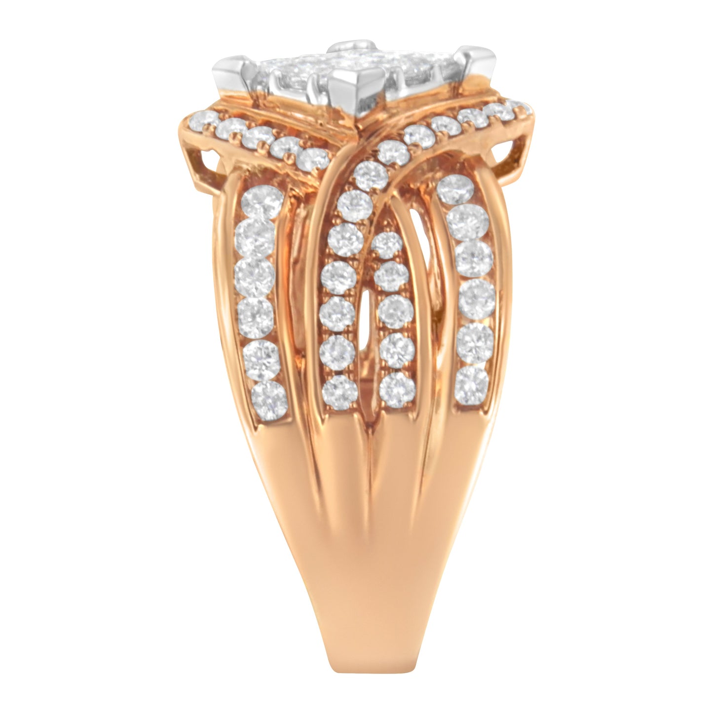 Two-Tone 10KT Gold Diamond Bypass Cocktail Ring