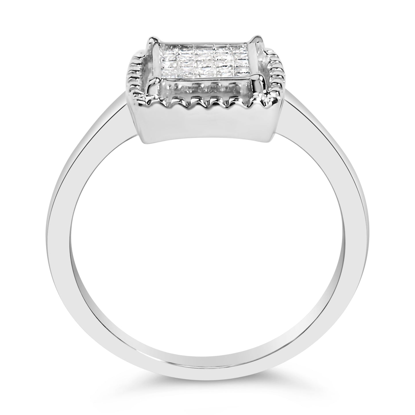 .925 Sterling Silver Princess Cut Diamond Promise Ring - Size 7