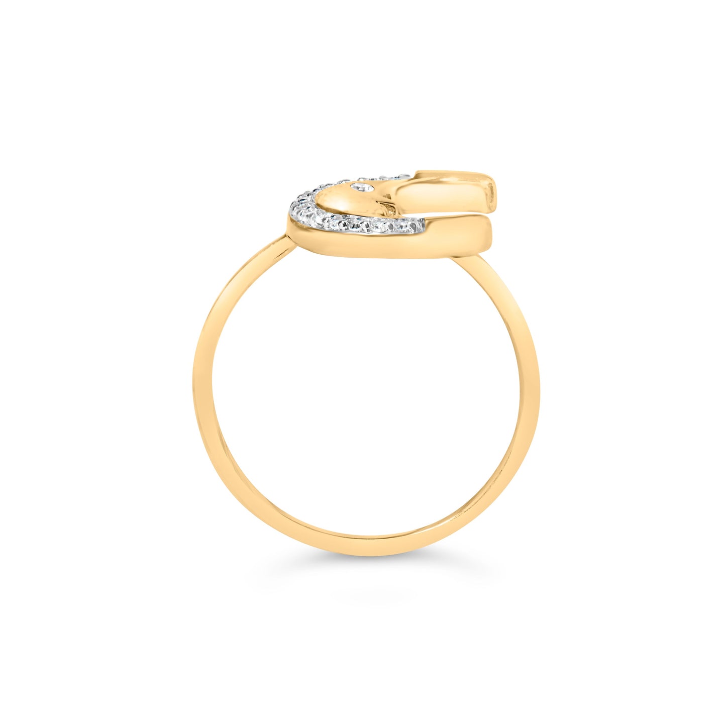 Bague en or jaune 10K en forme de croissant de lune avec diamants - Taille 6