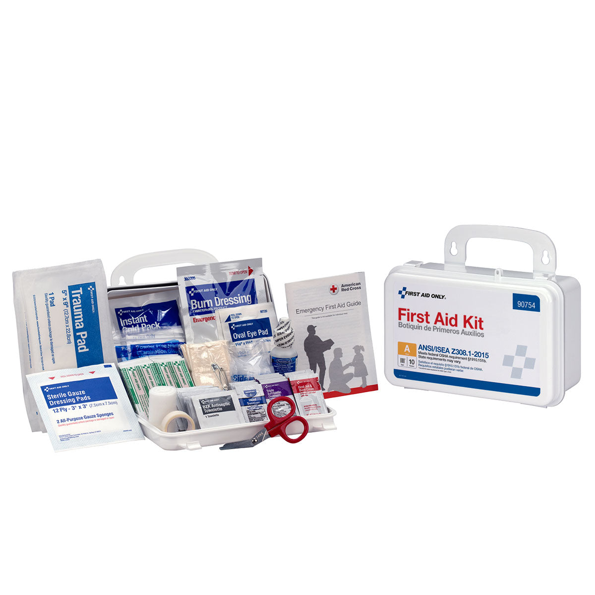 Trousse de premiers secours pour 10 personnes avec manuel et boîte distributrice