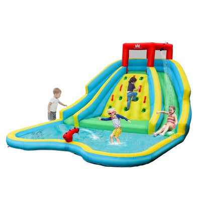 Parque Acuático Inflable de Doble Lado con Muro de Escalada