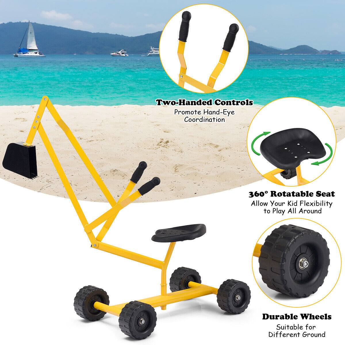 Excavatrice à sable pour enfants avec cadre en acier robuste