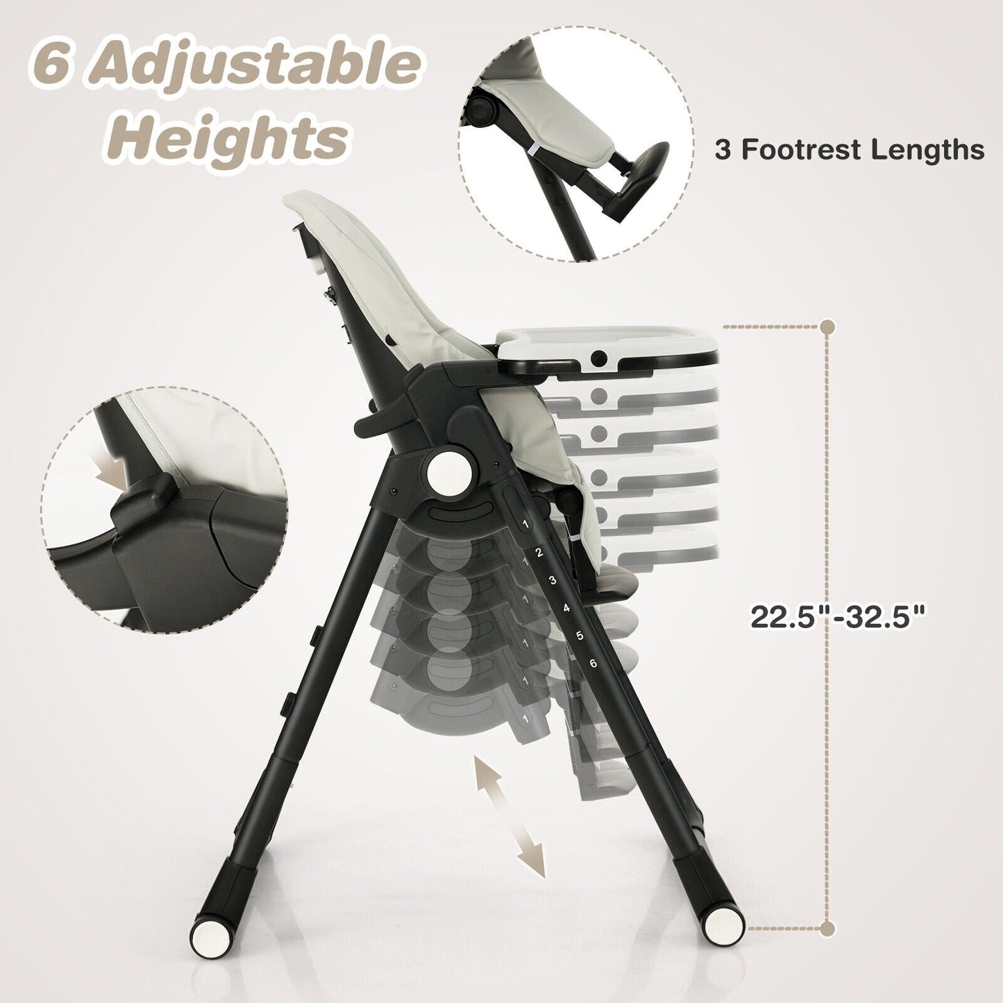 4-in-1 Convertible Baby High Chair - Gray