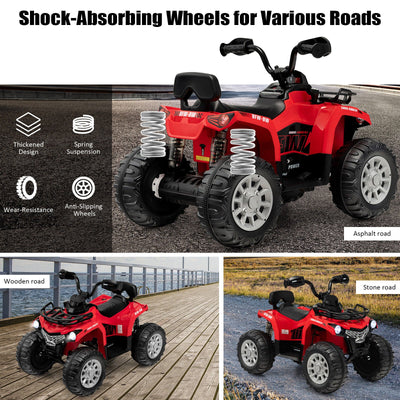 12V Kids Ride On ATV 4 Wheeler with MP3 and Headlights - Red