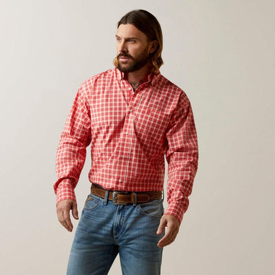 Ariat Pro Series Oberon Men's Long Sleeve Shirt - Poppy Red - Korvel