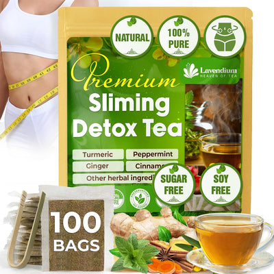 Té desintoxicante SIimming sin cafeína: té de hierbas con manzanilla, hibisco y raíz de jengibre.