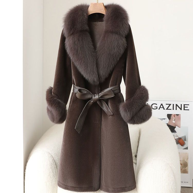 Manteau en fausse fourrure épaisse avec col en fourrure luxueux pour femmes